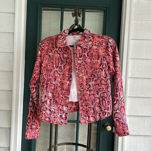 VENUS Pink Snake Print Jean Jacket XS